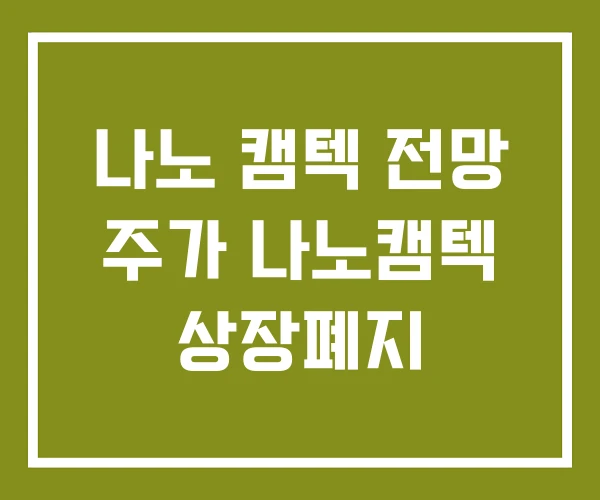 나노 캠텍 전망 주가 나노캠텍 상장폐지