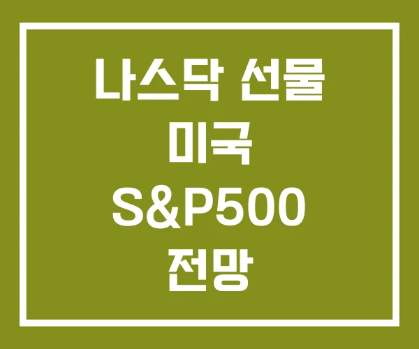 나스닥 선물 미국 S&P500 전망