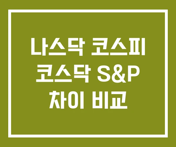 나스닥 코스피 코스닥 S&P 차이 비교