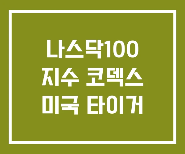 나스닥100 지수 코덱스 미국 타이거