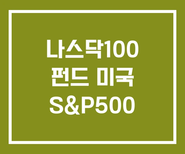 나스닥100 펀드 미국 S&P500