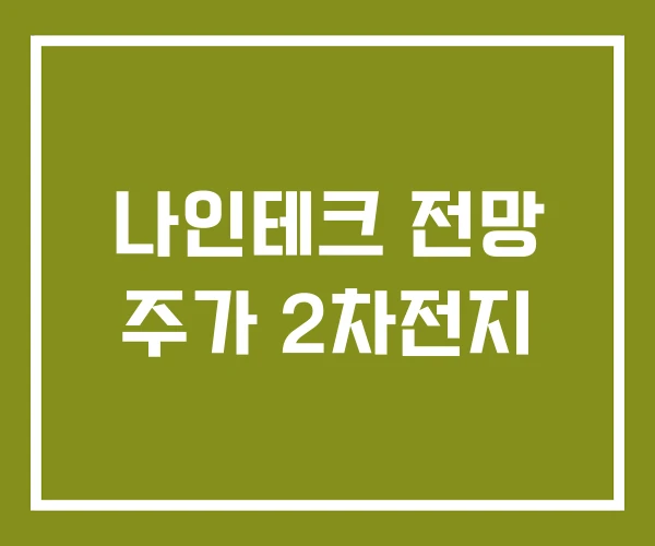 나인테크 전망 주가 2차전지