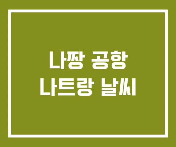 나짱 공항 나트랑 날씨