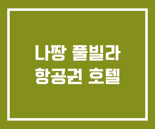 나짱 풀빌라 항공권 호텔