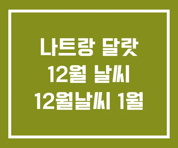 나트랑 달랏 12월 날씨 12월날씨 1월