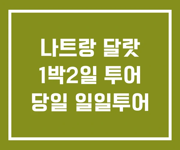 나트랑 달랏 1박2일 투어 당일 일일투어