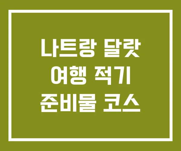 나트랑 달랏 여행 적기 준비물 코스