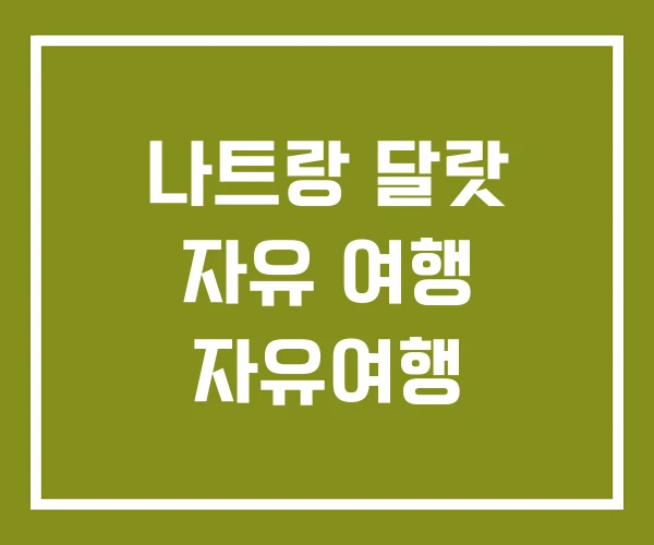 나트랑 달랏 자유 여행 자유여행