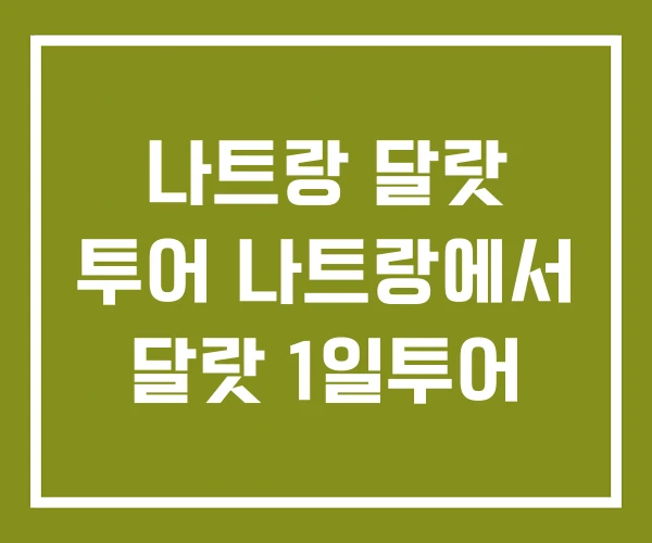 나트랑 달랏 투어 나트랑에서 달랏 1일투어