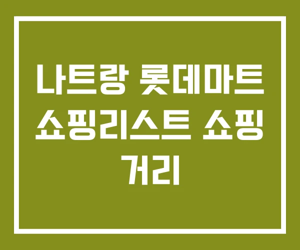 나트랑 롯데마트 쇼핑리스트 쇼핑 거리