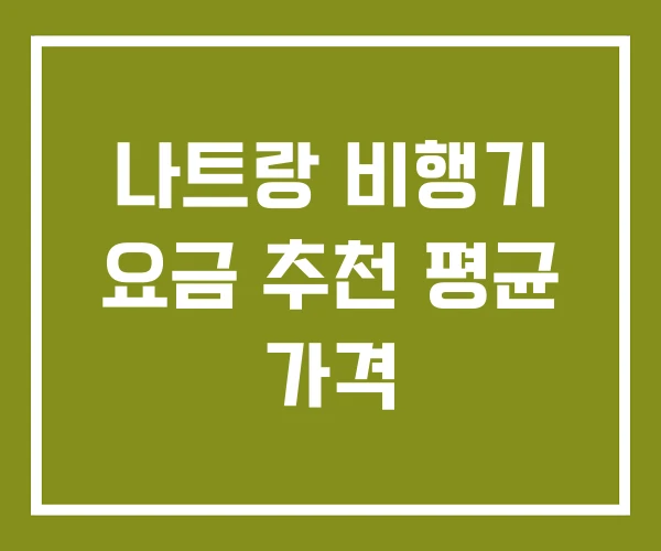 나트랑 비행기 요금 추천 평균 가격