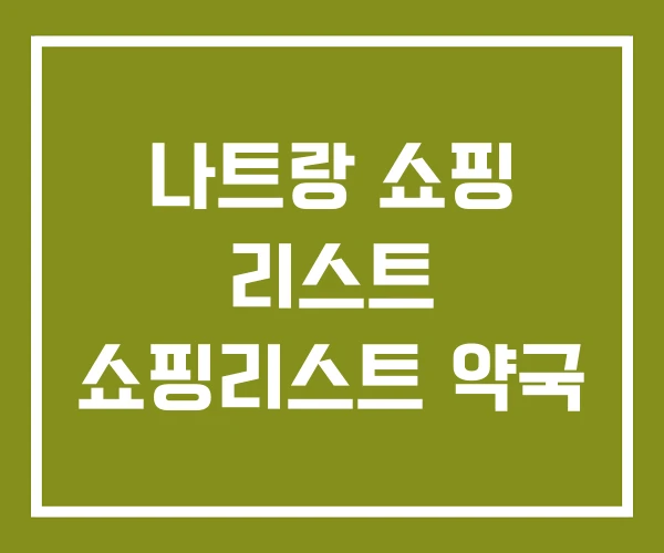 나트랑 쇼핑 리스트 쇼핑리스트 약국