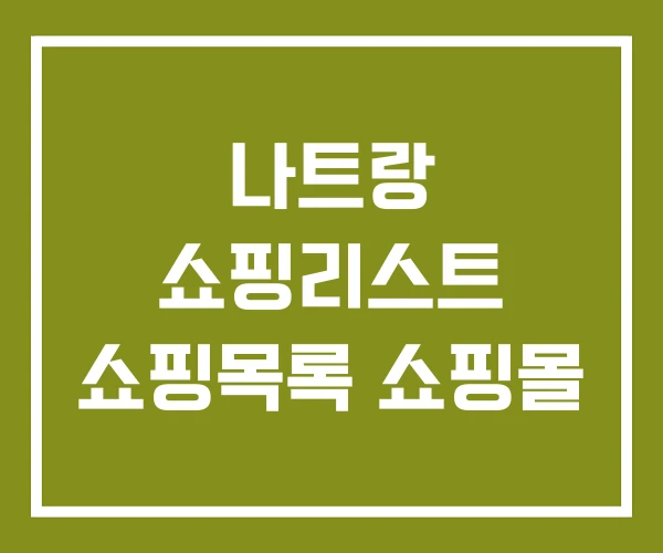 나트랑 쇼핑리스트 쇼핑목록 쇼핑몰