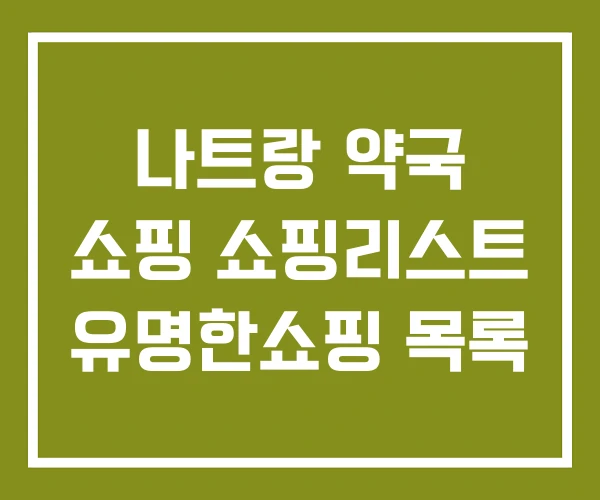 나트랑 약국 쇼핑 쇼핑리스트 유명한쇼핑 목록