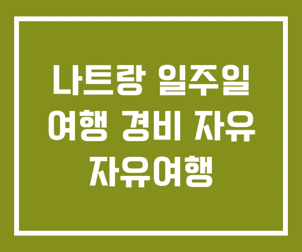 나트랑 일주일 여행 경비 자유 자유여행 나트랑 일주일 여행 경비 자유 자유여행