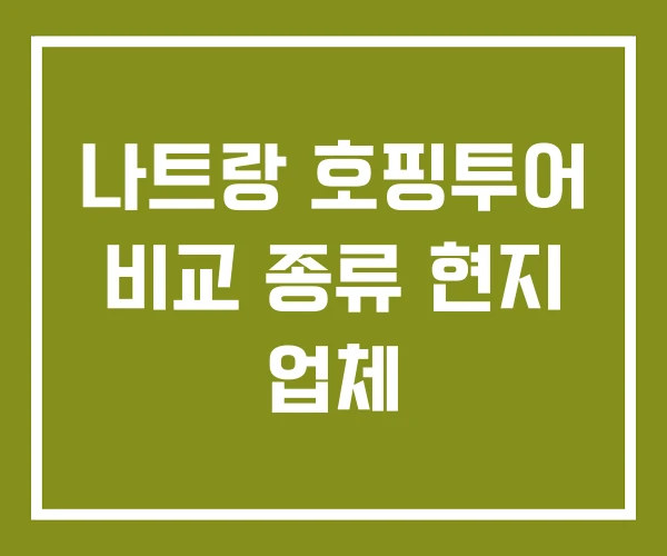 나트랑 호핑투어 비교 종류 현지 업체