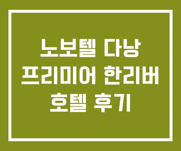 노보텔 다낭 프리미어 한리버 호텔 후기