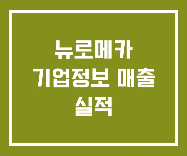 뉴로메카 기업정보 매출 실적