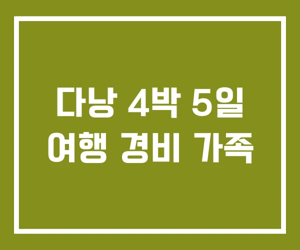 다낭 4박 5일 여행 경비 가족