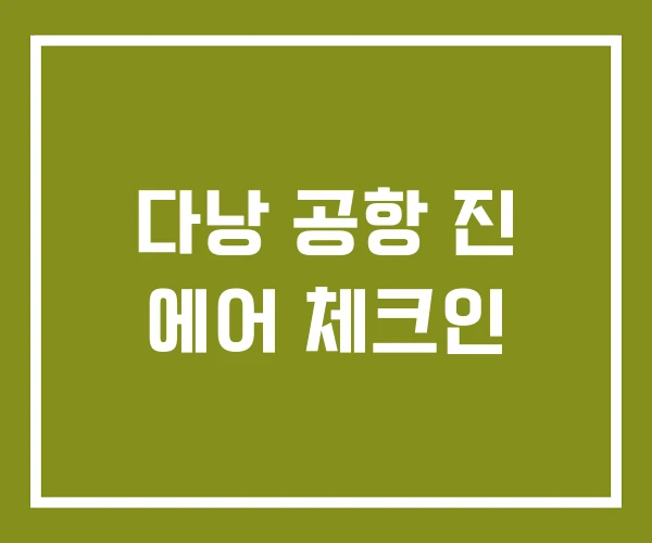 다낭 공항 진 에어 체크인