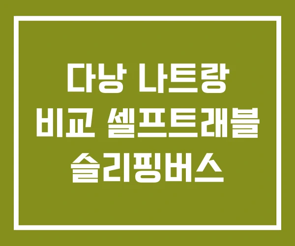 다낭 나트랑 비교 셀프트래블 슬리핑버스