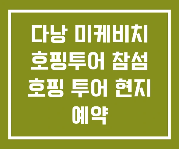 다낭 미케비치 호핑투어 참섬 호핑 투어 현지 예약