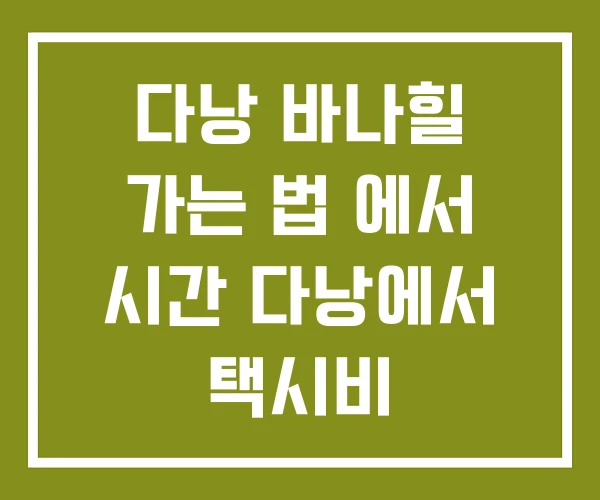 다낭 바나힐 가는 법 에서 시간 다낭에서 택시비