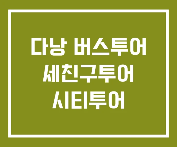 다낭 버스투어 세친구투어 시티투어