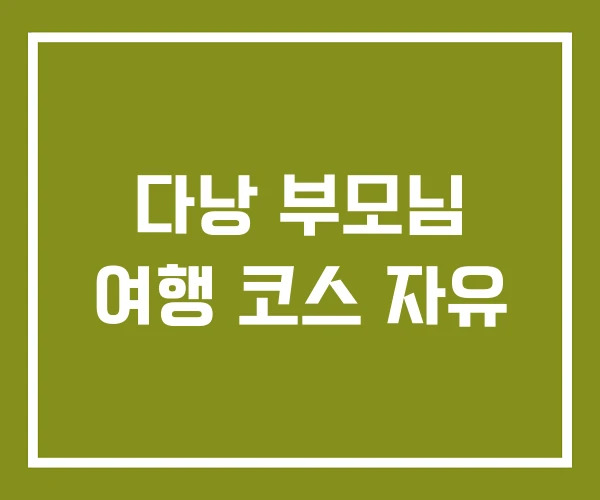 다낭 부모님 여행 코스 자유