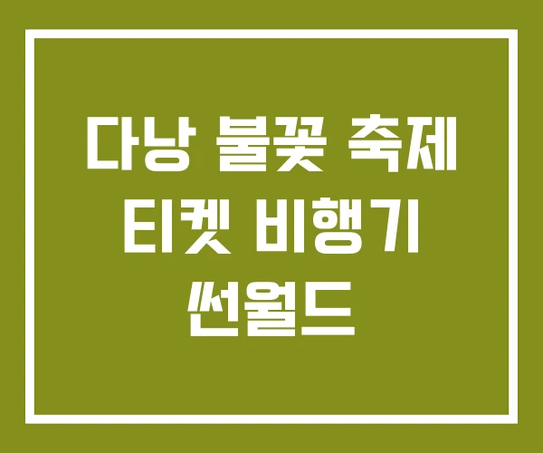 다낭 불꽃 축제 티켓 비행기 썬월드