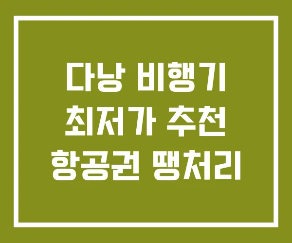 다낭 비행기 최저가 추천 항공권 땡처리