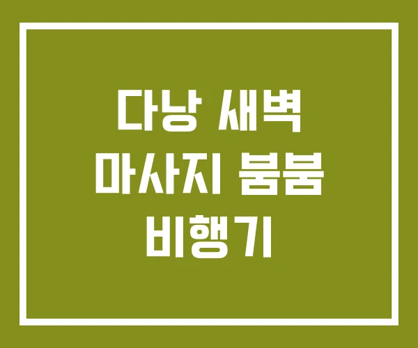 다낭 새벽 마사지 붐붐 비행기