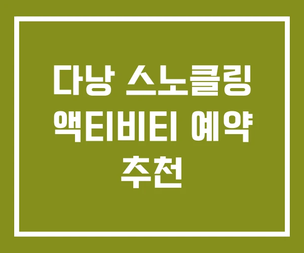 다낭 스노클링 액티비티 예약 추천