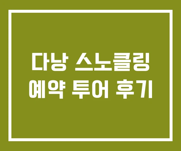 다낭 스노클링 예약 투어 후기