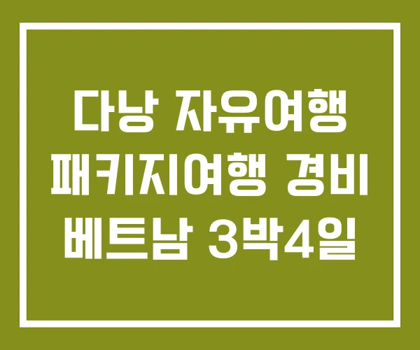 다낭 자유여행 패키지여행 경비 베트남 3박4일