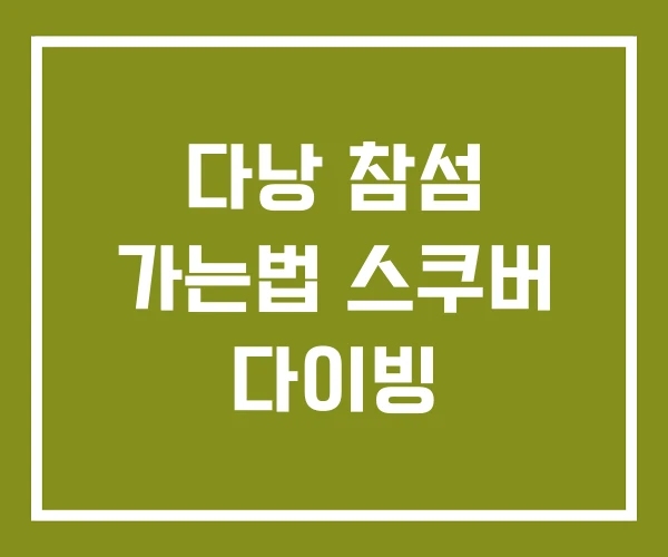 다낭 참섬 가는법 스쿠버 다이빙