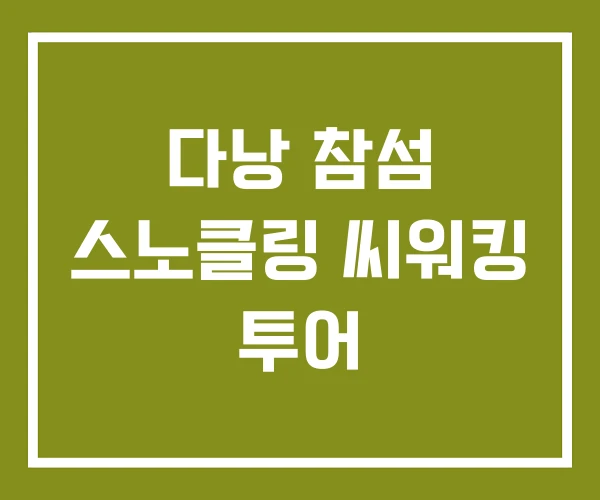 다낭 참섬 스노클링 씨워킹 투어