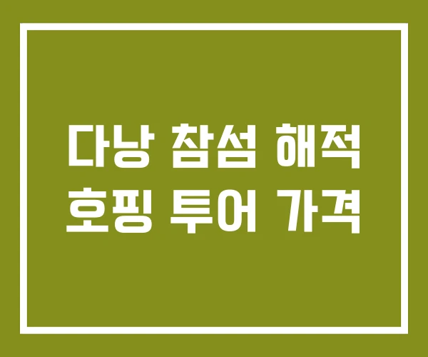 다낭 참섬 해적 호핑 투어 가격