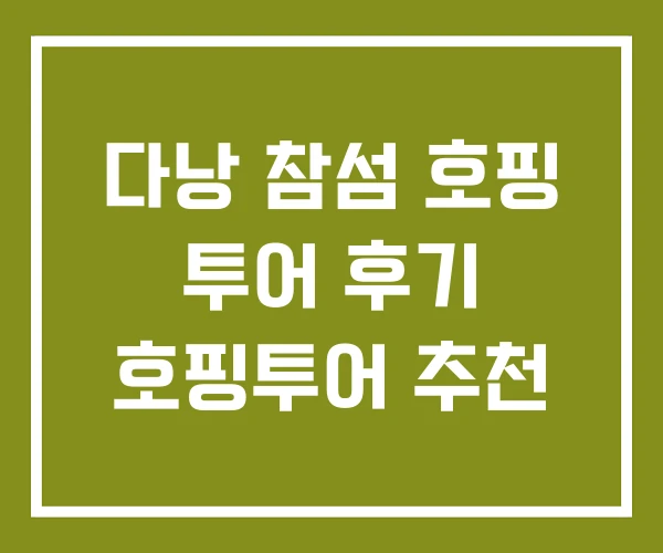 다낭 참섬 호핑 투어 후기 호핑투어 추천