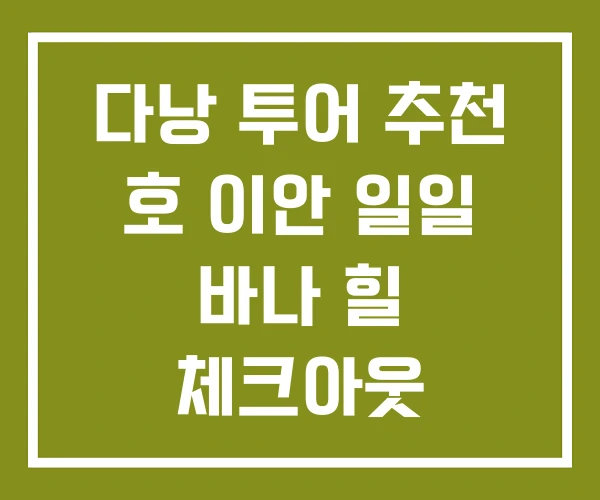 다낭 투어 추천 호 이안 일일 바나 힐 체크아웃