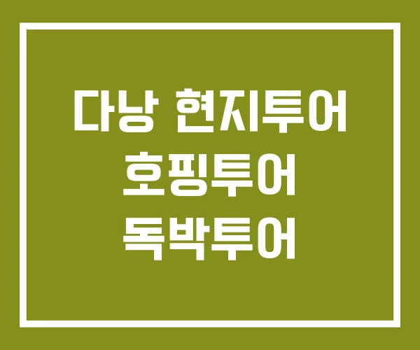 다낭 현지투어 호핑투어 독박투어