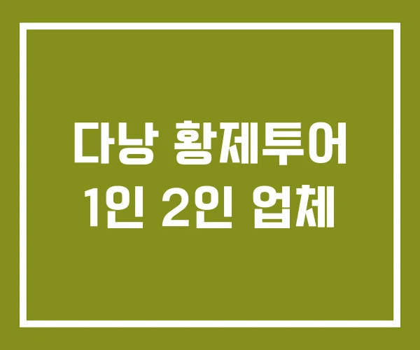 다낭 황제투어 1인 2인 업체