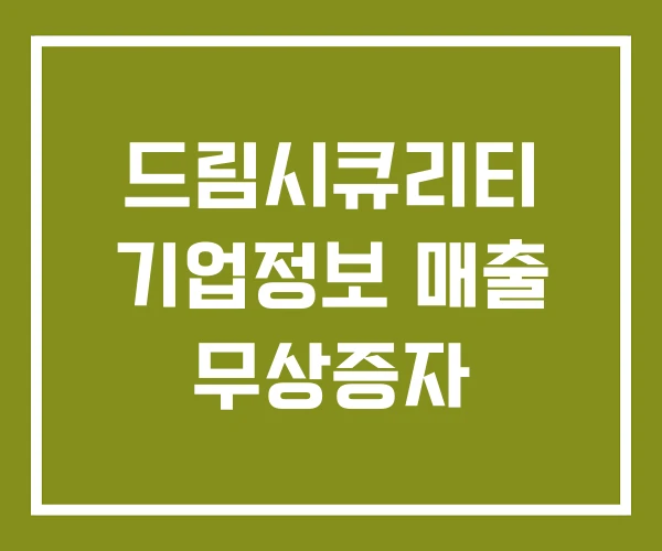드림시큐리티 기업정보 매출 무상증자 드림시큐리티 기업정보 매출 무상증자
