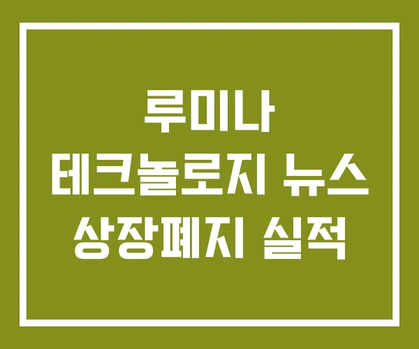루미나 테크놀로지 뉴스 상장폐지 실적