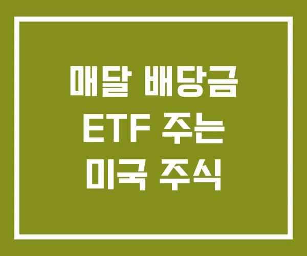 매달 배당금 ETF 주는 미국 주식