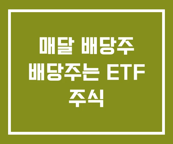 매달 배당주 배당주는 ETF 주식