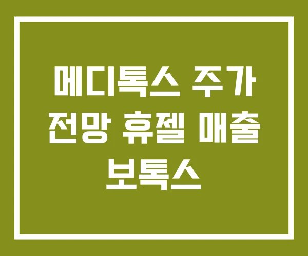 메디톡스 주가 전망 휴젤 매출 보톡스 메디톡스 주가 전망 휴젤 매출 보톡스