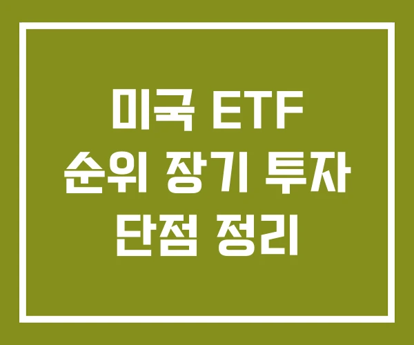 미국 ETF 순위 장기 투자 단점 정리