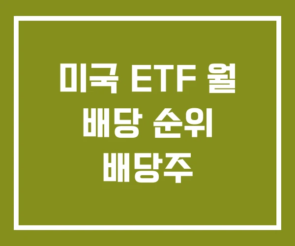 미국 ETF 월 배당 순위 배당주