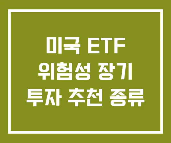 미국 ETF 위험성 장기 투자 추천 종류